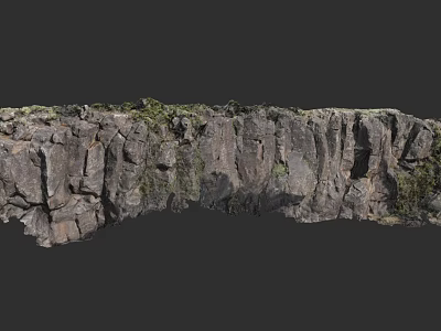 Aerial View Of Rocky Cliff With Lush Vegetation On Mountain Terrain 3d model