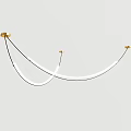 Modern Minimalist Curved Chandelier With Double White Light And Gold Frame On Black Background