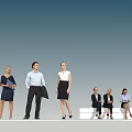 Group of Business People Standing and Sitting in Formal Attire Professional Setting