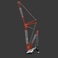 Red And White Construction Crane With Long Boom And Stable Structure 3d model