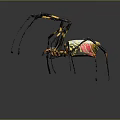 Yellow Black and Red Spider with Black and Yellow Banded Legs and Vibrant Colored Body