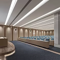 Modern Conference Room Interior With Seating Podium Ceiling Lighting And Decorative Plant