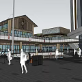 Modern Commercial Complex Shopping Mall Exterior With Glass Facade And Pedestrian Area