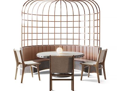 Modern Card Seat Birdcage Sofa Table and Chair Combination model