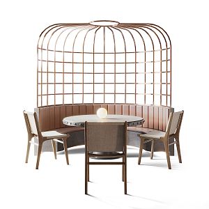 Modern Card Seat Birdcage Sofa Table and Chair Combination 3d model