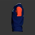 Blue T-shirt with Blue and Red Color Block Sleeves and Front Logo Design