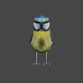 Colorful Bird With Blue Head Green Body Yellow Belly And White Stripes