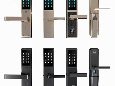 Smart Door Locks With Various Designs Keypad And Fingerprint Access Features 3d model