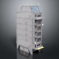 Multi Story Concrete Residential Building With Balconies Solar Panels And Yellow Entrance Awning