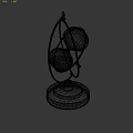 Decorative Ornament Set with Metal Stand Glass Globes and Metal Base on Green Grass