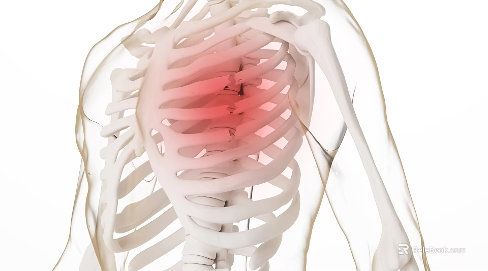 Medical Device For Skeletal Imaging Showing Thoracic Cavity With Red Highlight 3d model 