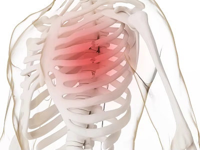 Medical Device For Skeletal Imaging Showing Thoracic Cavity With Red Highlight 3d model