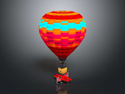 Hot air balloon high-altitude balloon weather balloon atmospheric balloon aircraft realistic model cartoon model 3d model