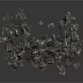 Small Metallic Shards with Irregular Shapes Scattered on White Surface 3d model