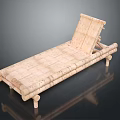 Natural Bamboo Chaise Lounge With Reclining Backrest Slatted Design And Outdoor Use