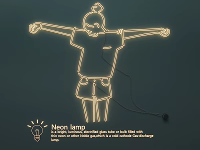 Neon Lamp Combination With Stiff Life Float Shape And Neon Color Candle Gas Discharge 3d model