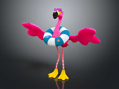 Modern Game Character Flamingo Cartoon Flamingo Cartoon Flamingo Cartoon Bird 3d model