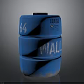 Stacked Blue Plastic Barrels With WALL Text And Solid Exterior Design