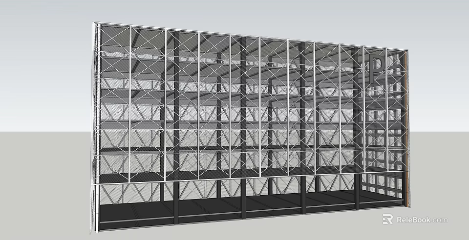 Steel Structure Building Frame With Industrial Metal Support Beams And Structural Framework 3d model