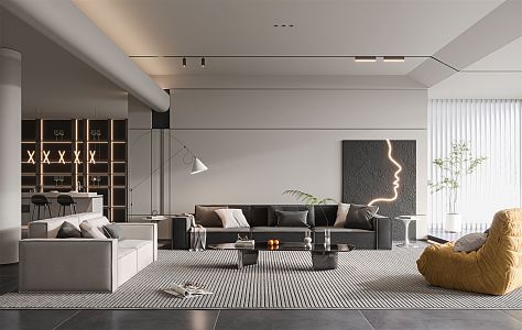 modern living room 3d model