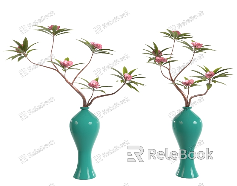 Chinese-style Peach Blossom Camellia Vase model