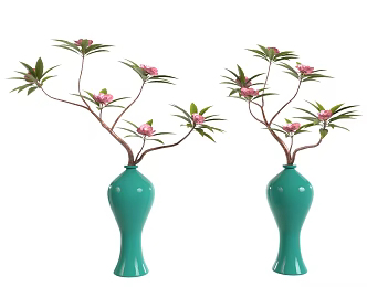 Chinese-style Peach Blossom Camellia Vase 3d model