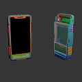 Modern Electronic Mobile Phones With Front Logo And Back Camera Module Colorful Borders 3d model