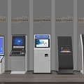 Public Facility Self Service Kiosks With Various Digital Screens And Interactive Interfaces 3d model