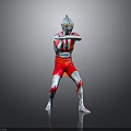 Ultraman In Silver Helmet Red Silver Suit With Fighting Pose On Grey Background