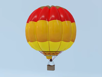 Colorful Red And Yellow Hot Air Balloon Amusement Equipment With Hanging Basket 3d model