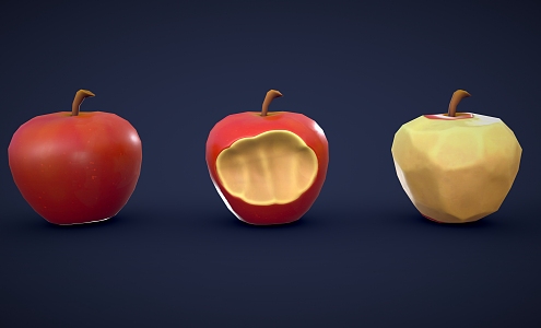 red apple cartoon apple cartoon fruit 3d model