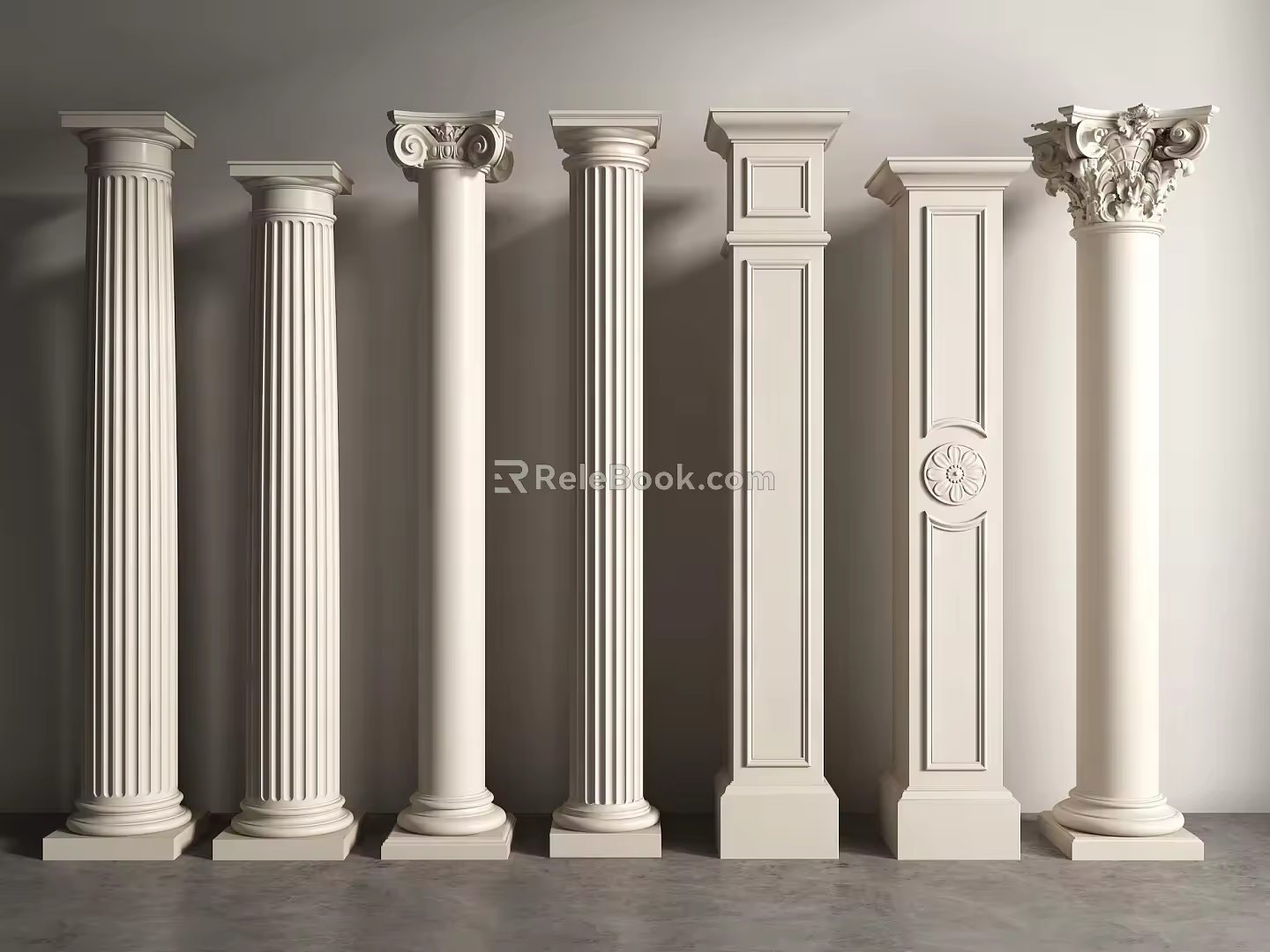 European Roman Column French Roman Column Gypsum Column Square Column Stigma 3d model