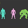 Three Diverse Fantasy Characters Featuring Armor Muscular Build And Red Skinned Horned Design