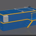 Blue Industrial Equipment Processing Tank With Control Panel Staircase And Yellow Handrails