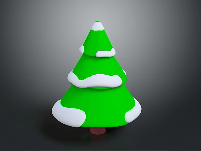 Green Decorative Tree With White Snowy Ornaments And Brown Trunk For Festive Holiday 3d model