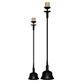 Decorative Pair of Black Floor Standing Candle Lamps with Different Heights