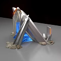 Modern Geometric Photo Check In Spot With Silver Metallic Illuminated Edges And Blue Light Effects