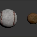 Sports Equipment Wooden Baseball Bat And White Baseball On Dark Background