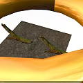 Green Plant Branches With Brown Spots And Gray Stone Placed In The Middle