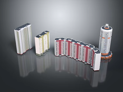 Modern High Rise Residential Buildings With Colorful Facades And Contemporary Architectural Design 3d model