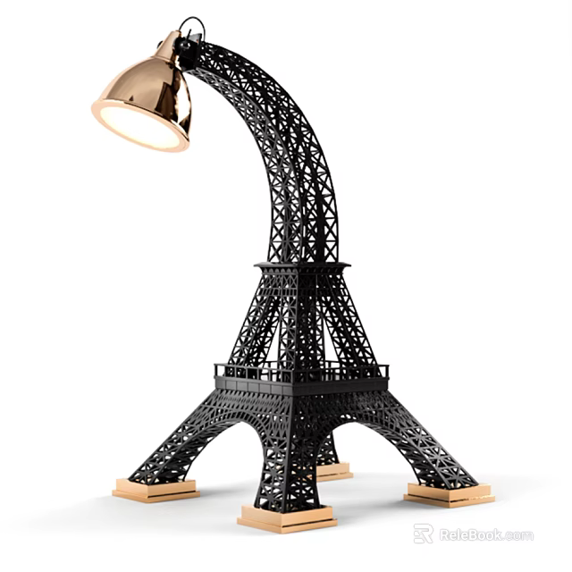 Eiffel Tower Shaped Black Gold Table Lamp for Modern Home Decor 3d model 