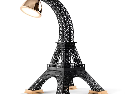Eiffel Tower Shaped Black Gold Table Lamp for Modern Home Decor 3d model