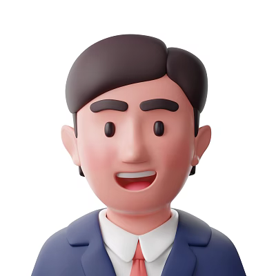 Cartoon Style Man With Smiling Face Front View Blue Coat White Shirt Collar 3d model