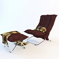 Comfortable Light Gray Accent Chair With Plaid Cushion And Ottoman With Tassel Blanket