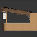 Stylish Wooden Bar Counter With Thatched Roof And White Countertop Design