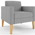 Modern Gray Fabric Single Sofa With Wooden Legs And Comfortable Design 3d model
