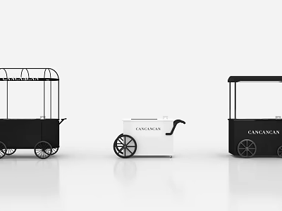 Elegant Floral Display Decoration With Black And White Flower Carts Design 3d model