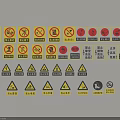 Various Traffic Signs With Warning Prohibition Symbols And Shapes