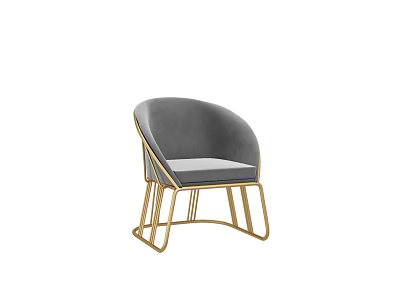 Elegant Gray Single Sofa With Gold Metal Frame Modern Design for Living Room Interior 3d model