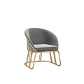 Elegant Gray Single Sofa With Gold Metal Frame Modern Design for Living Room Interior